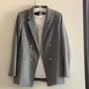 Chic Gray Blazer with Gold Accents